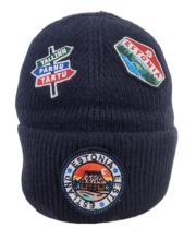 Kootud müts embleemidega - sinine